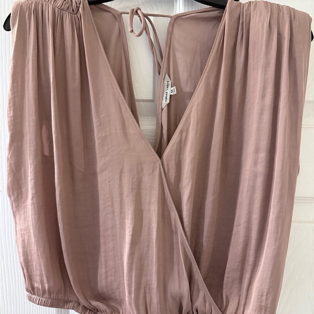 Naked Zebra Pink Wrap Tie Front Blouse